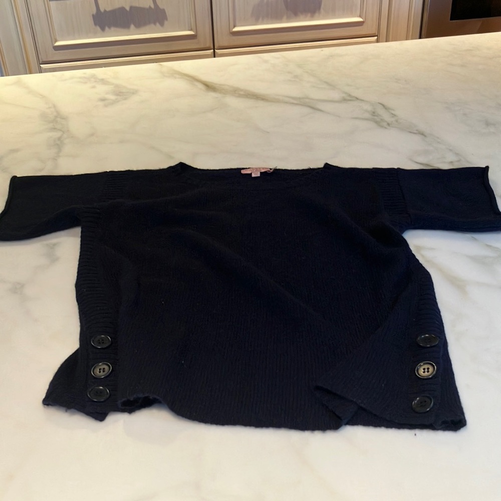 Navy Short Sleeve Cashmere Sweater